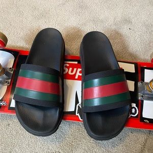 Gucci Men's Web Rubber Slide Sandal
